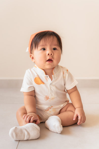 Prosperity Oranges Baby Boy Mandarin Collar Shirt Romper