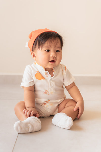 Prosperity Oranges Baby Boy Mandarin Collar Shirt Romper
