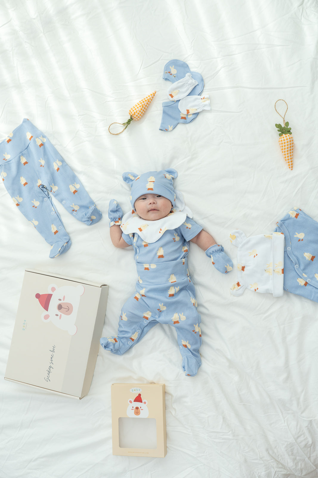 Organic Baby Firsts 8 Piece Gift Set Bring Me Home Cozy Blue