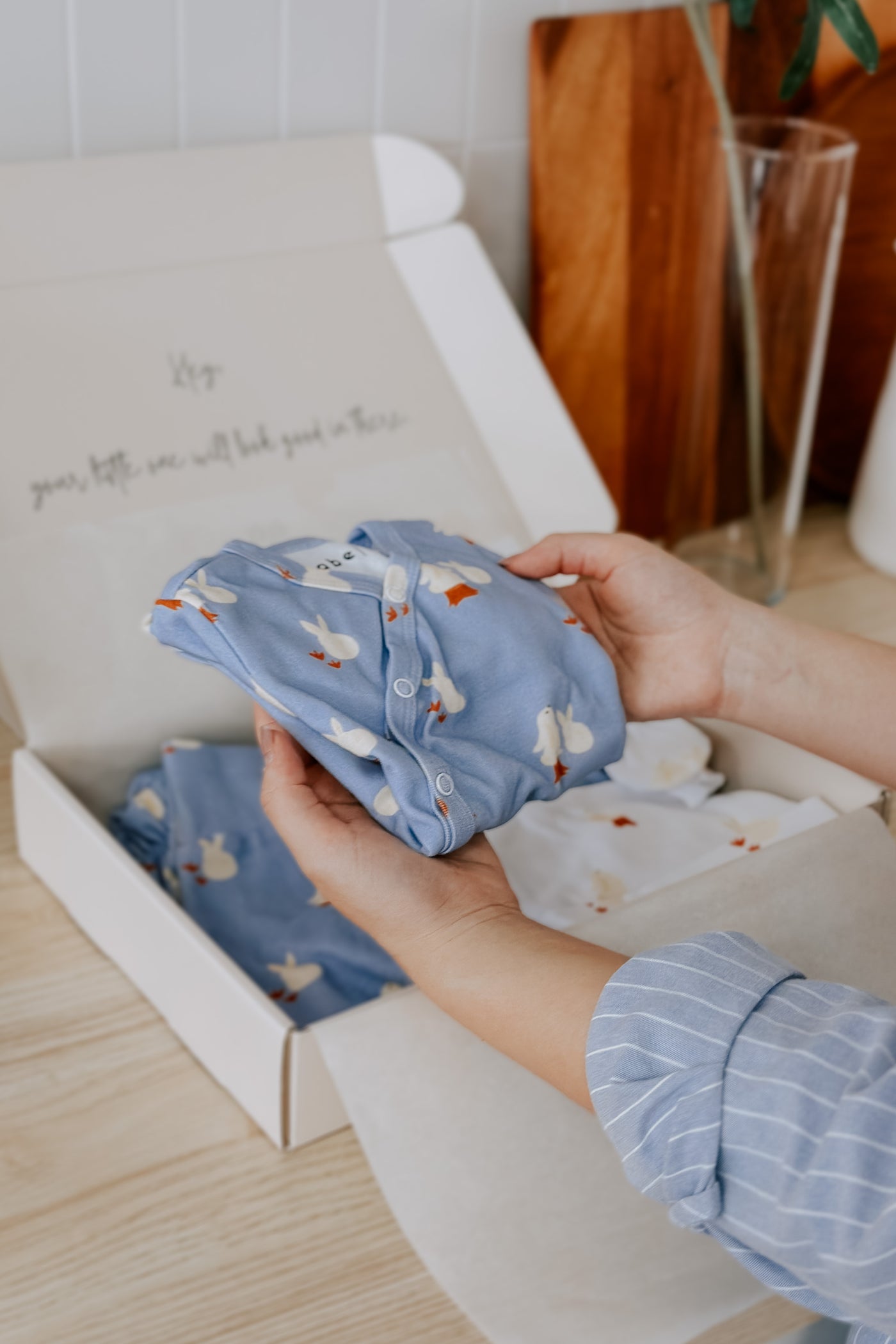 Organic Baby Firsts 8 Piece Gift Set Bring Me Home Cozy Blue