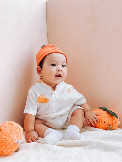 Prosperity Oranges Baby Boy Mandarin Collar Shirt Romper