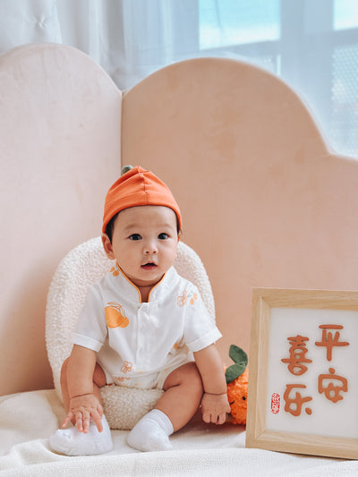 Prosperity Oranges Baby Boy Mandarin Collar Shirt Romper