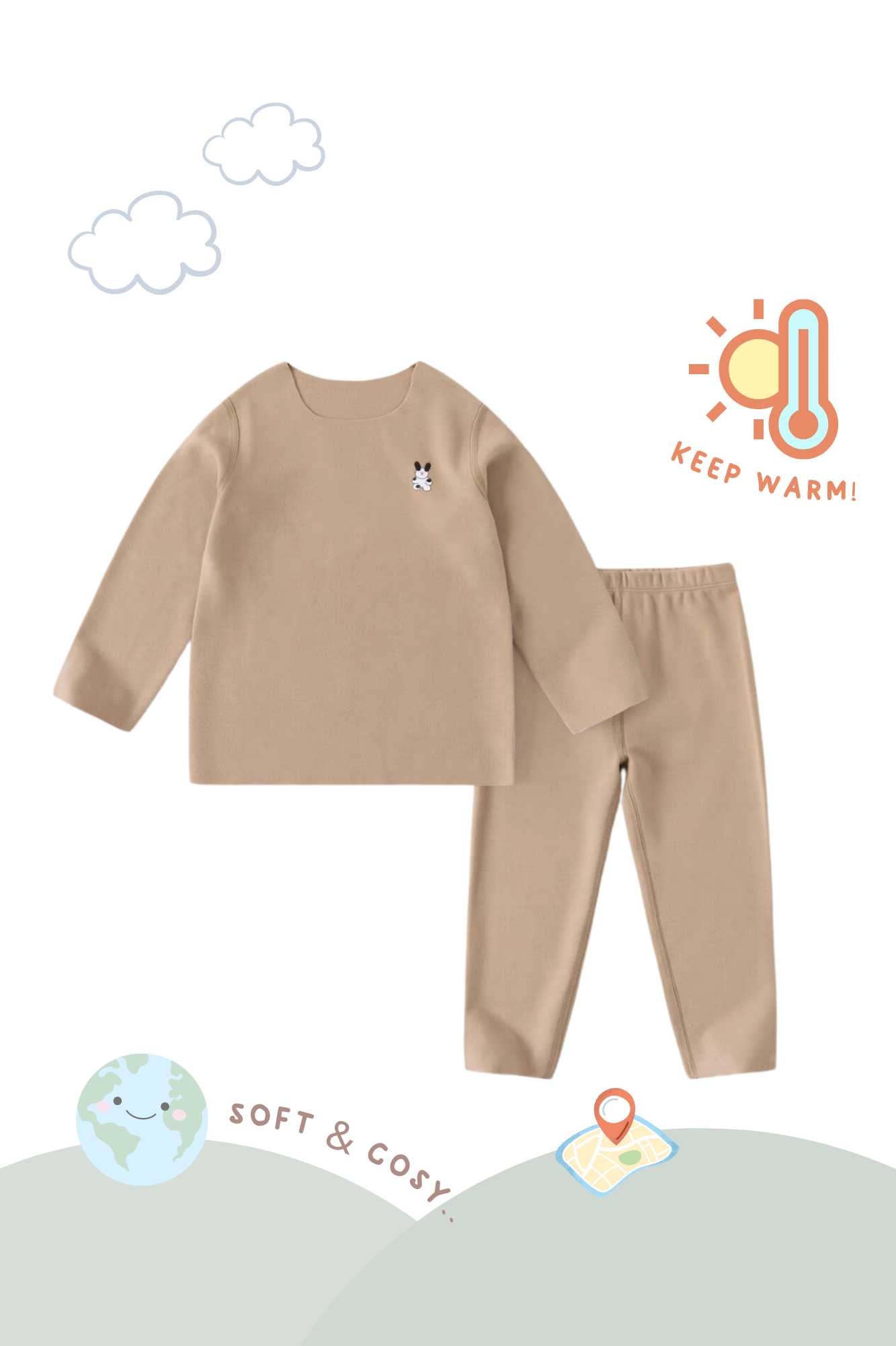 Heat Inner Wear Set Hazelnut Bear