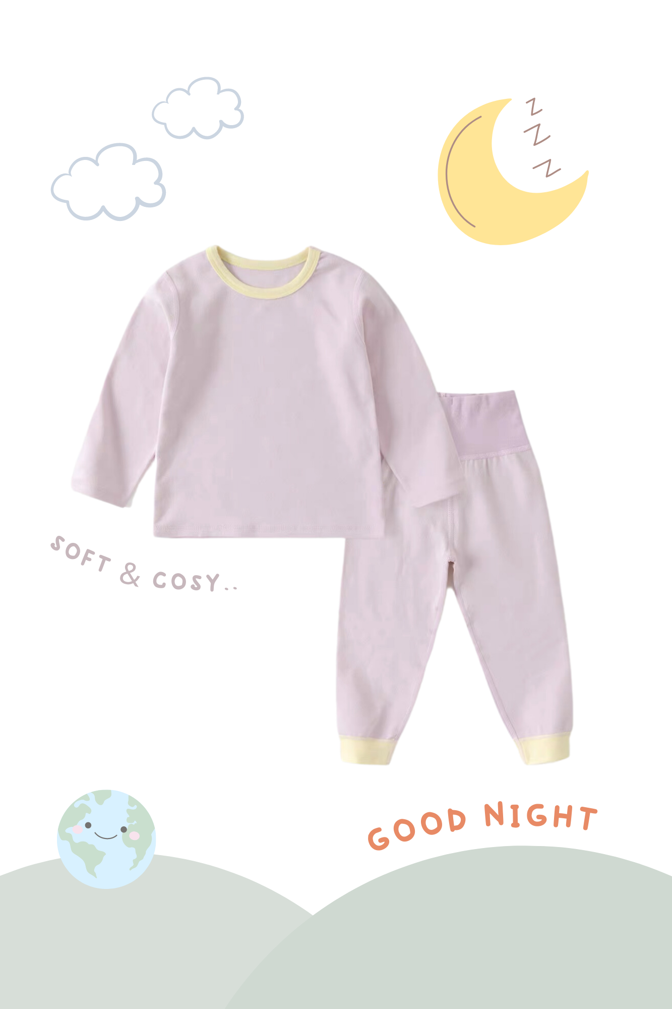Soft Organic Cotton Pajamas Lilac