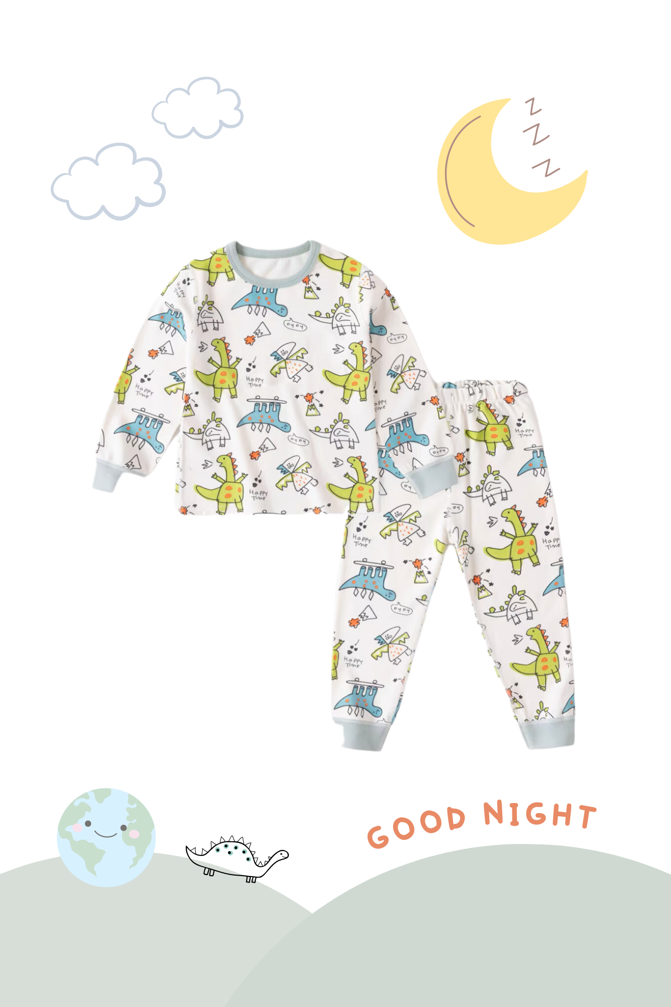 Soft Organic Cotton Pajamas Dino Prints