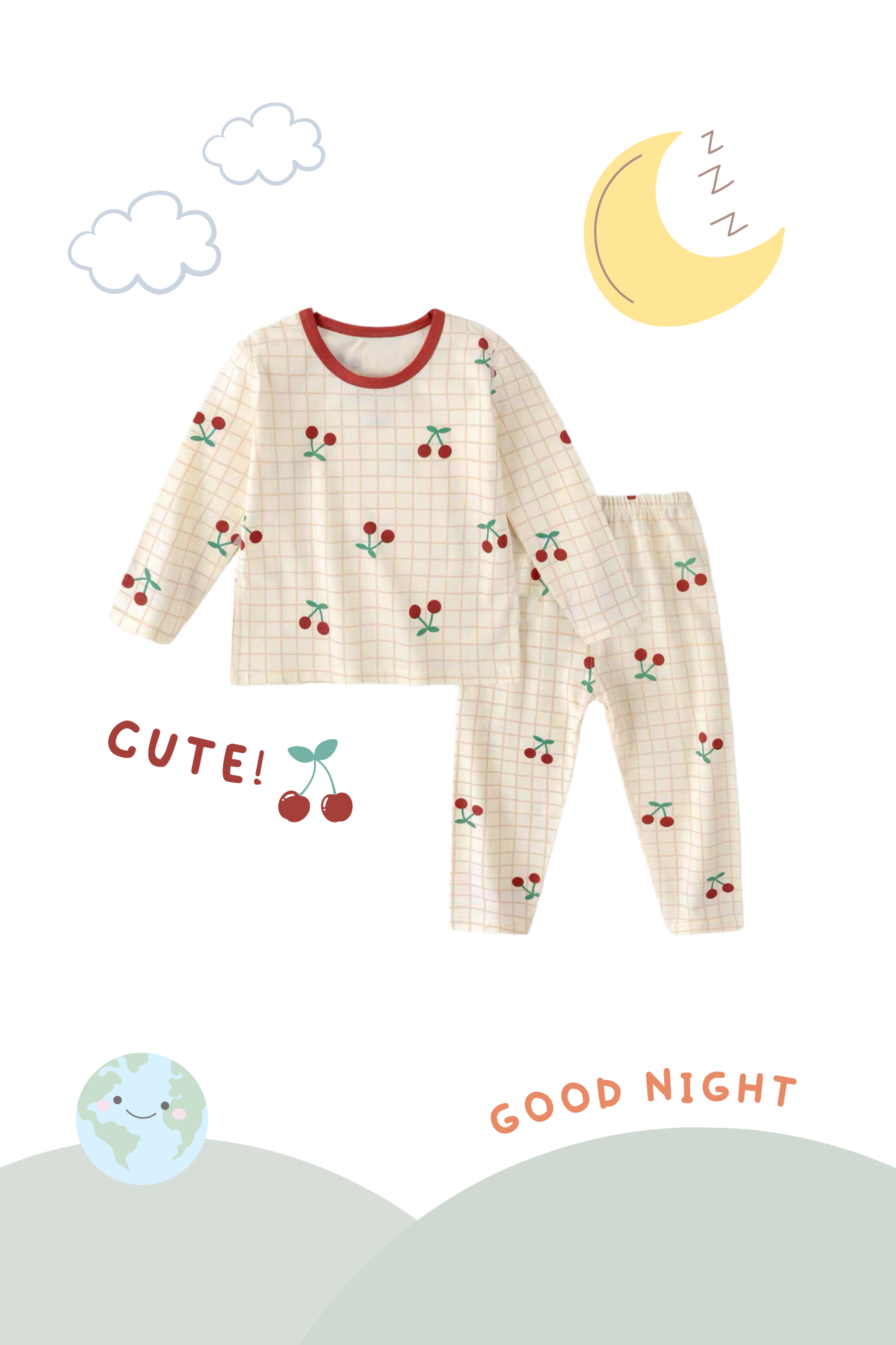 Soft Organic Cotton Pajamas Cherry
