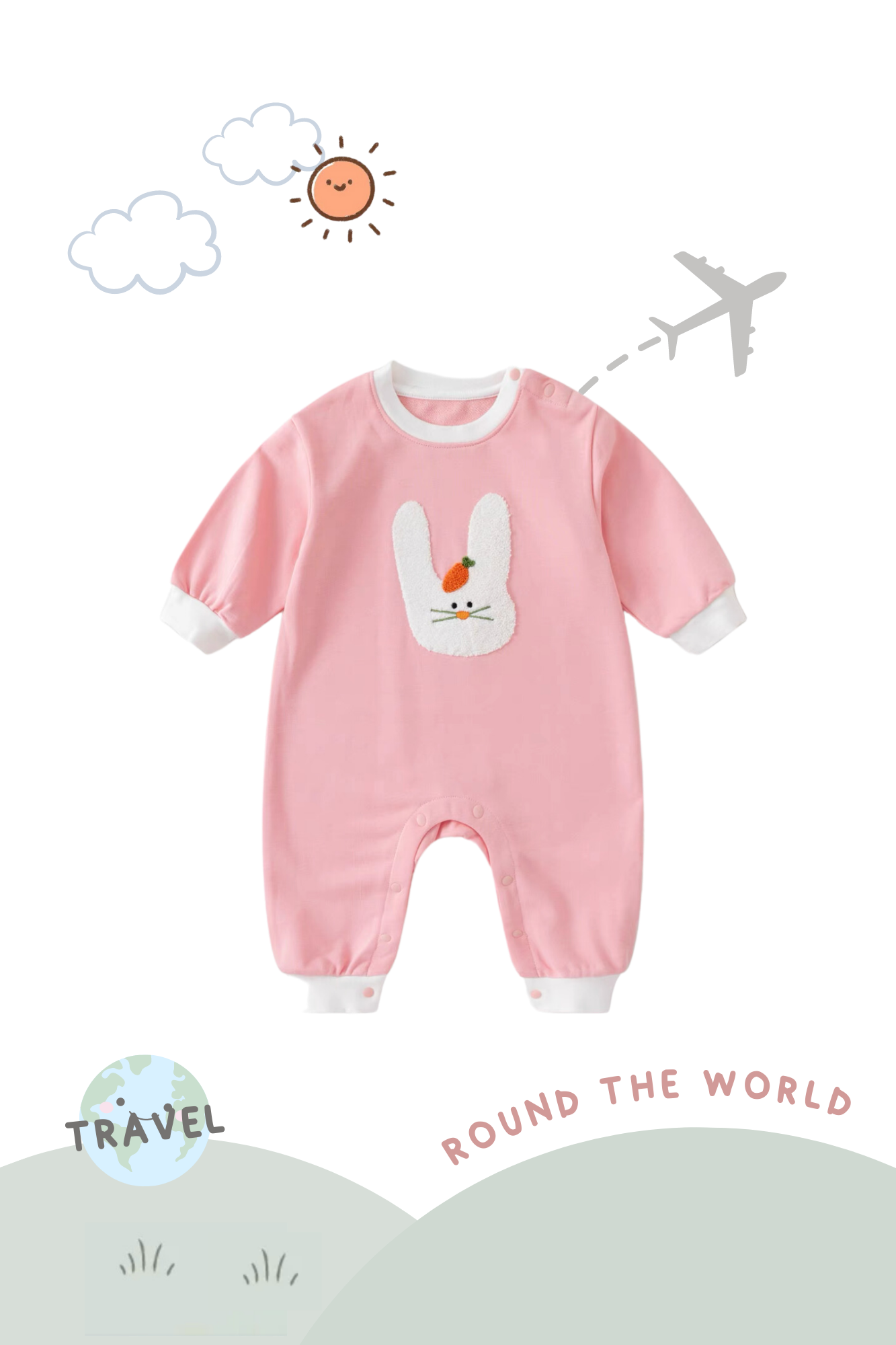 Soft Organic Cotton Jumpsuit Blush Bunny