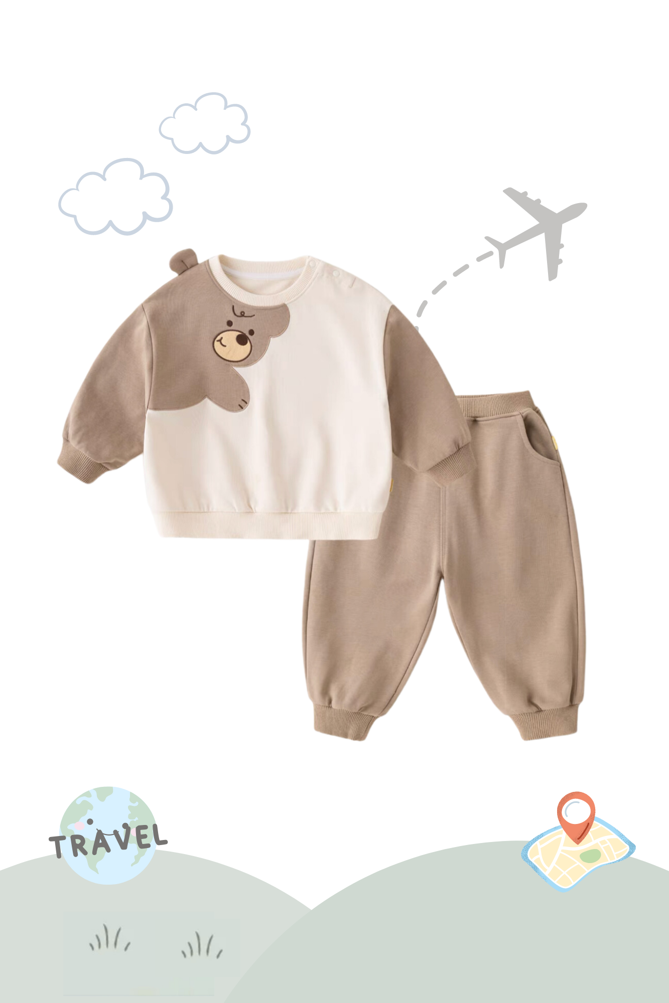 Holiday Traveller Sweater Set Brown Bear