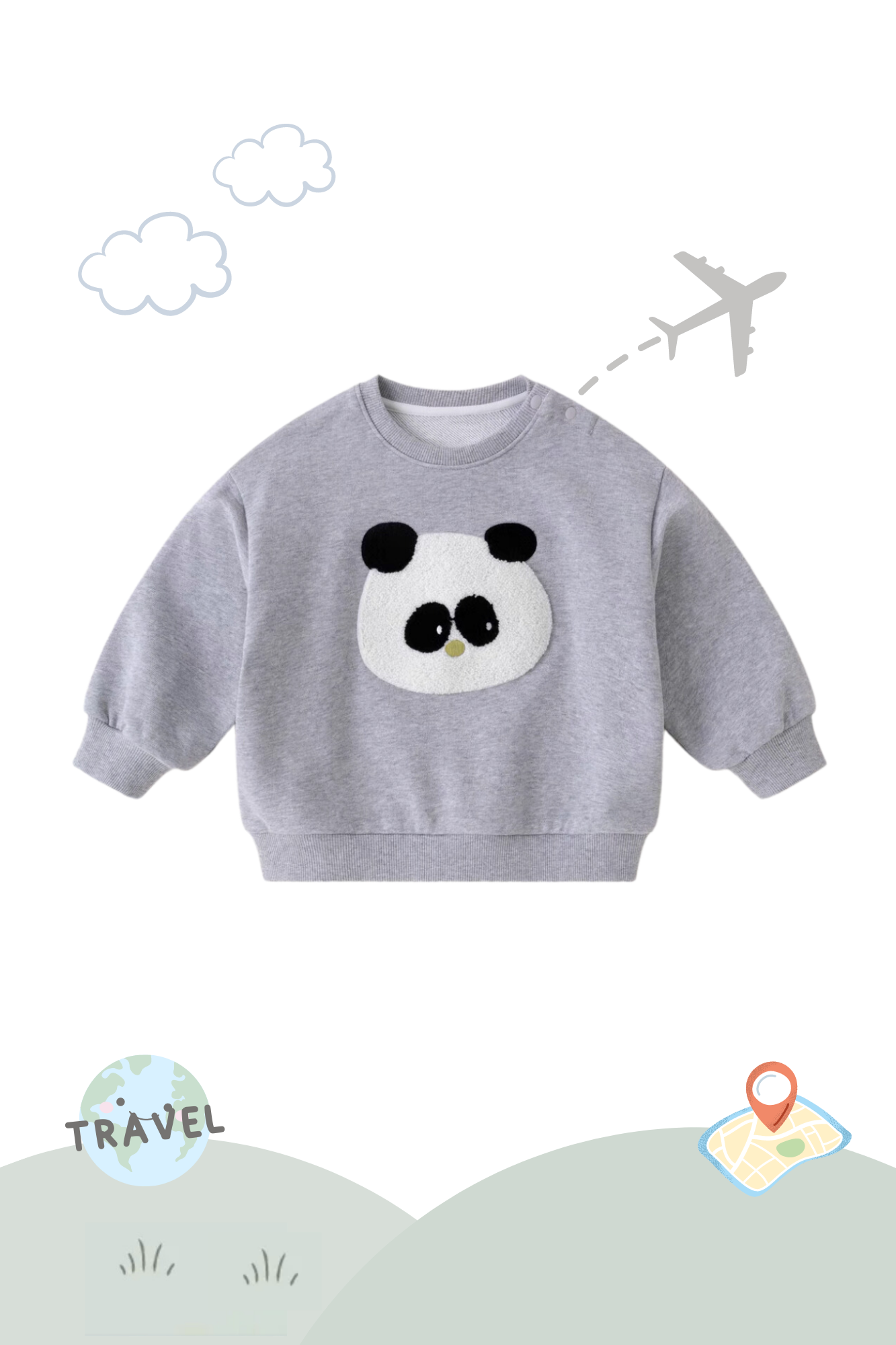 Holiday Traveller Long Sleeve Sweater Stone Panda