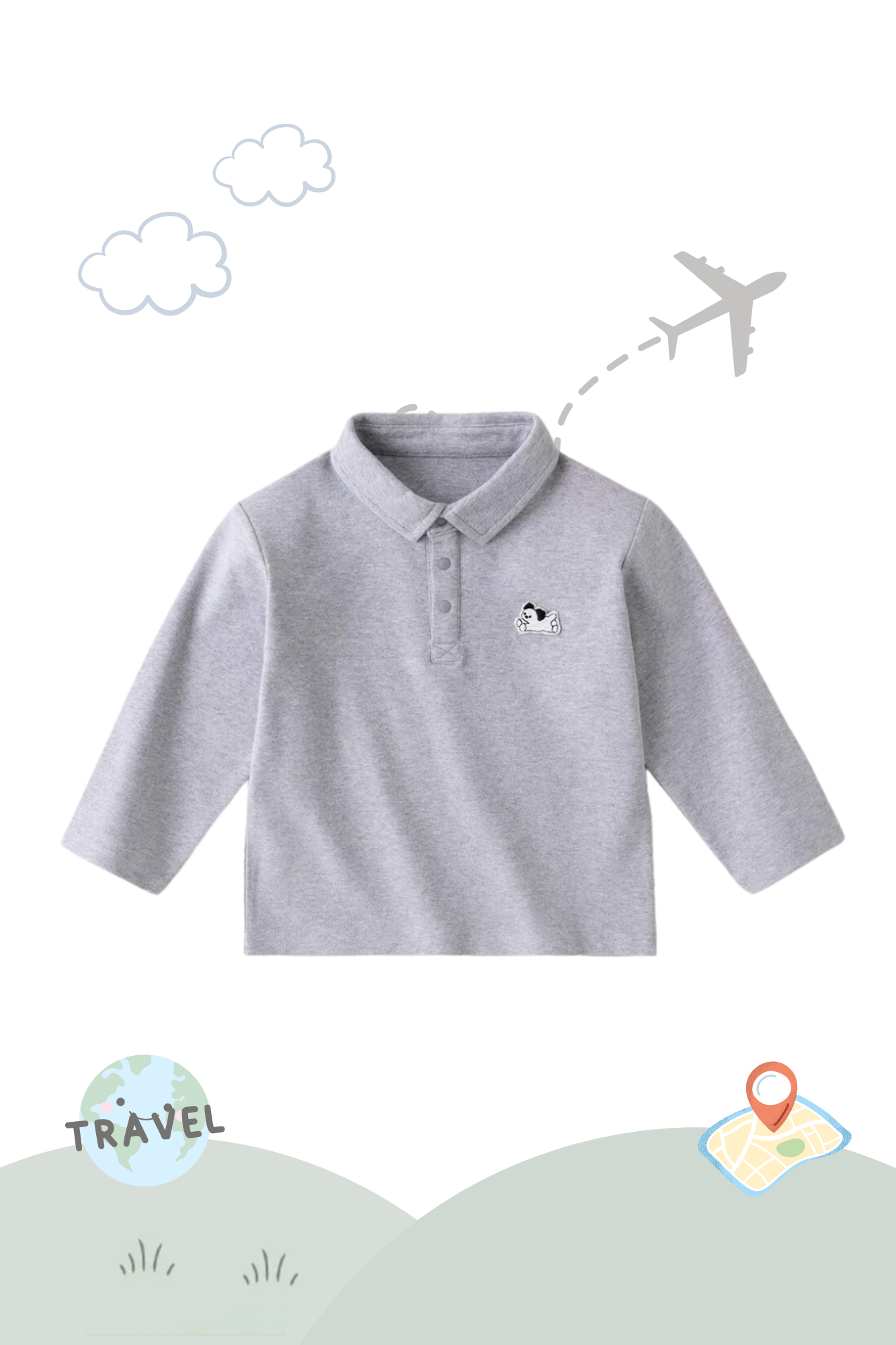 Holiday Traveller Long Sleeve Polo Shirt Stone Puppy