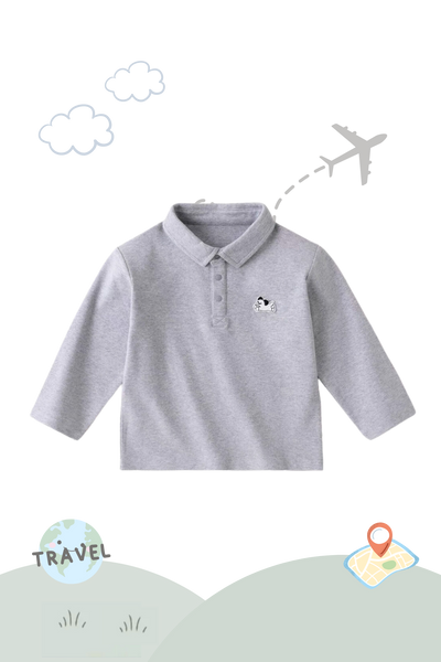 Holiday Traveller Long Sleeve Polo Shirt Stone Puppy