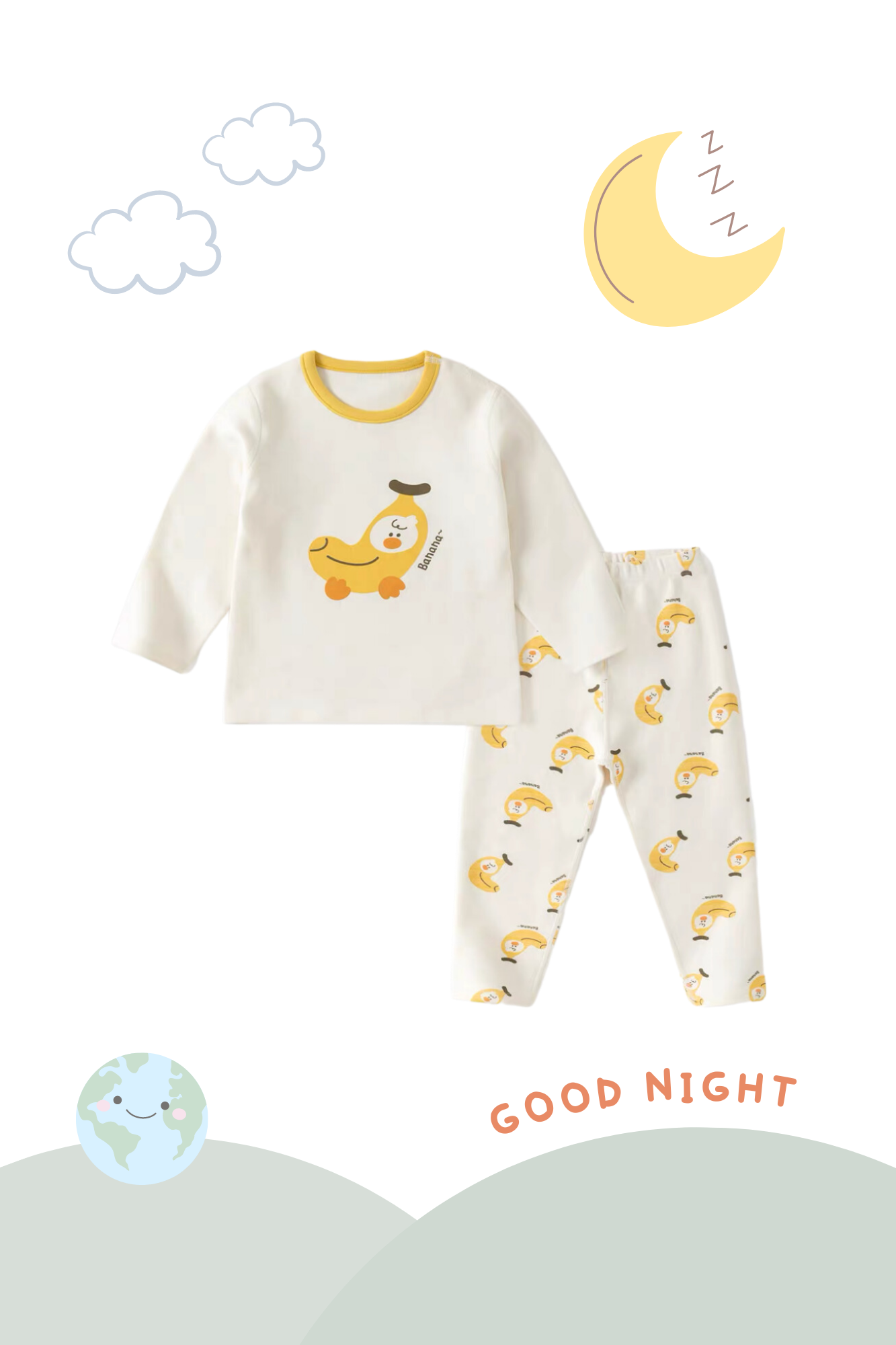 Soft Organic Cotton Pajamas Ducky Banana