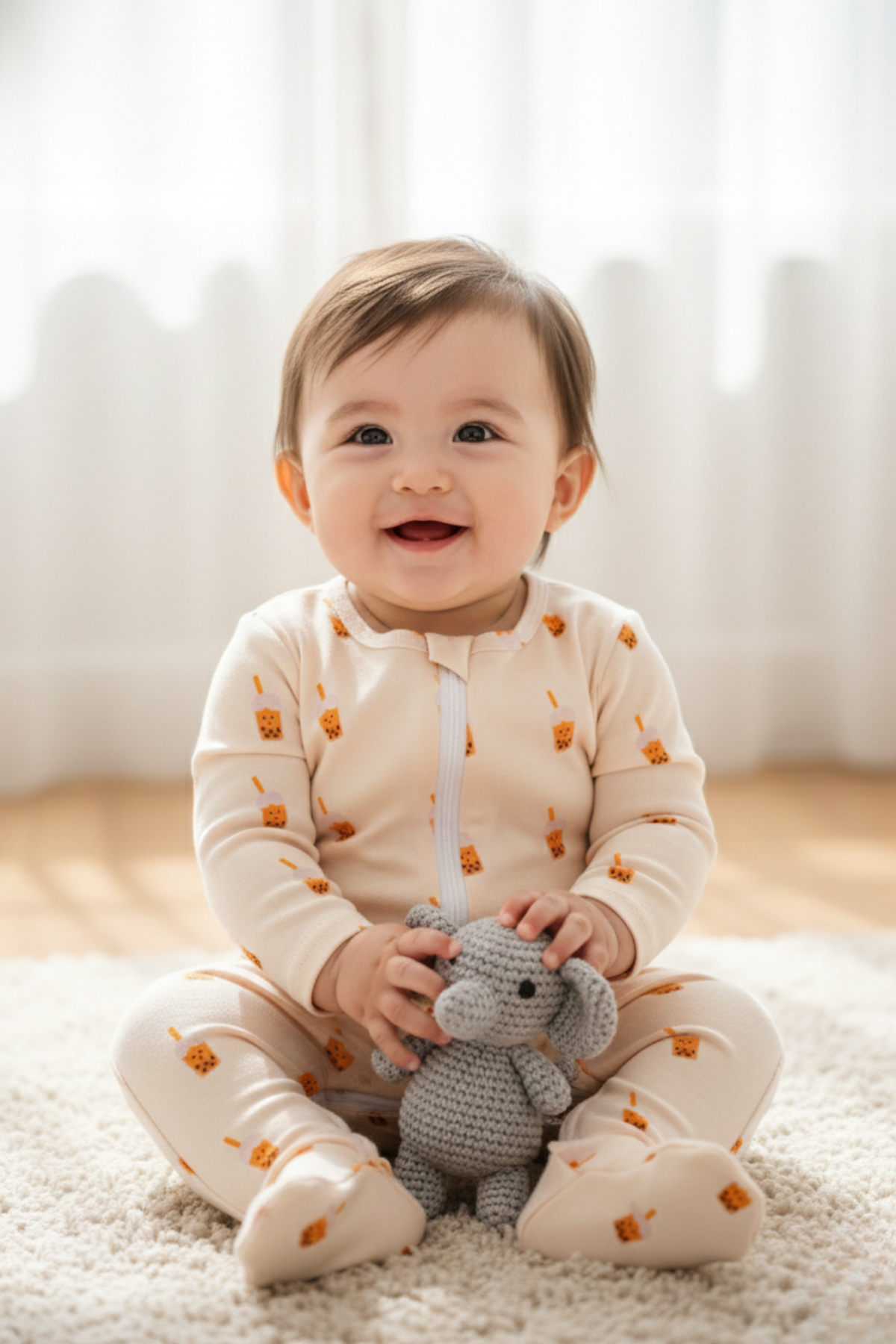 Soft Organic Cotton Sleepsuit Bubble Tea
