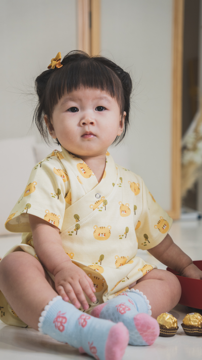 Organic Cotton Baby Kimono Playsuit Tiger