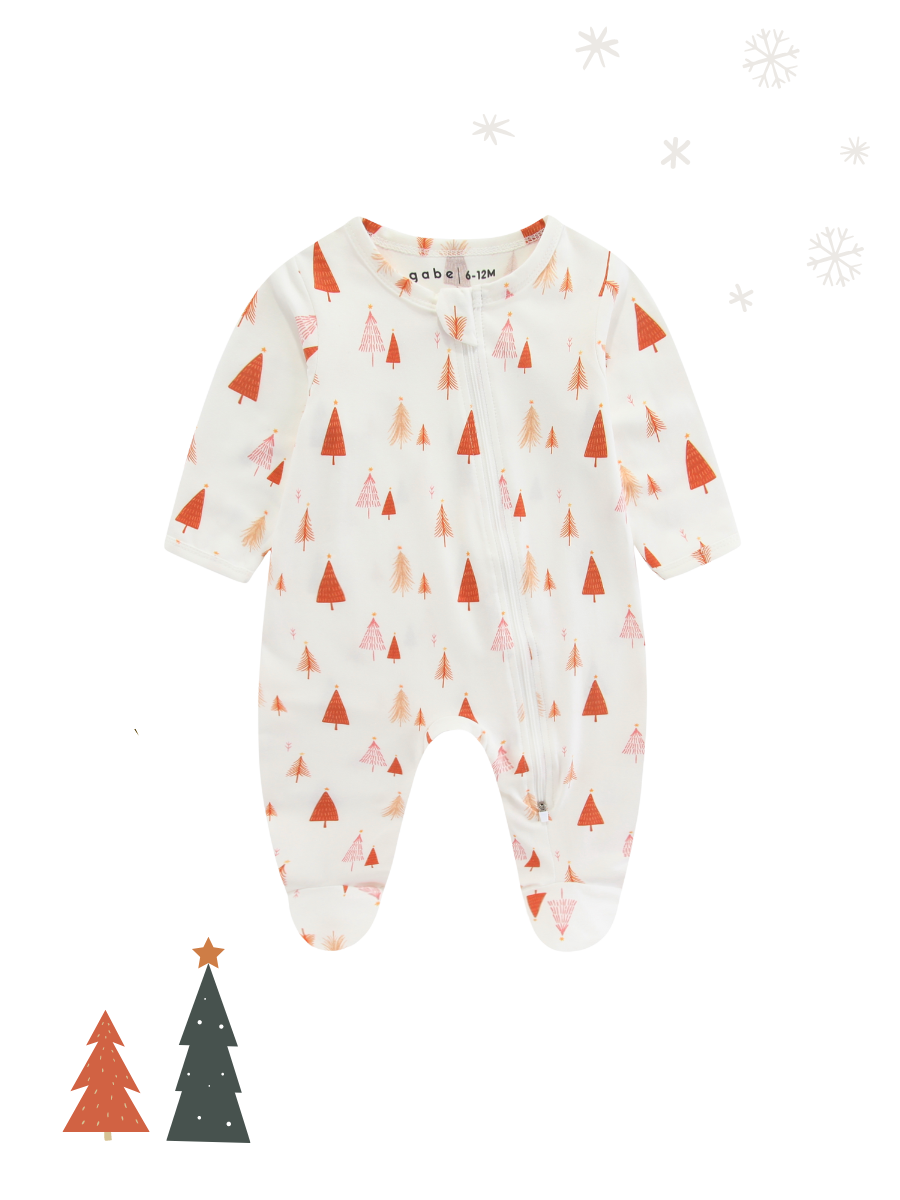 Soft Organic Cotton Sleepsuit Pine Tree