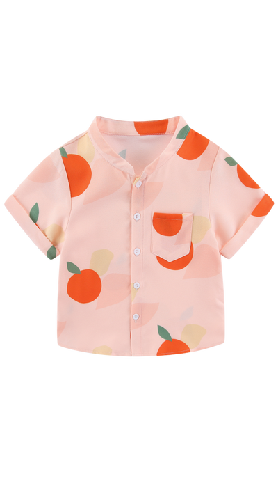 Boys Mandarin Collar Shirt Signature Orange