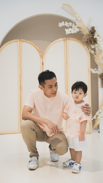 Boys Mandarin Collar Shirt Blessing Cranes