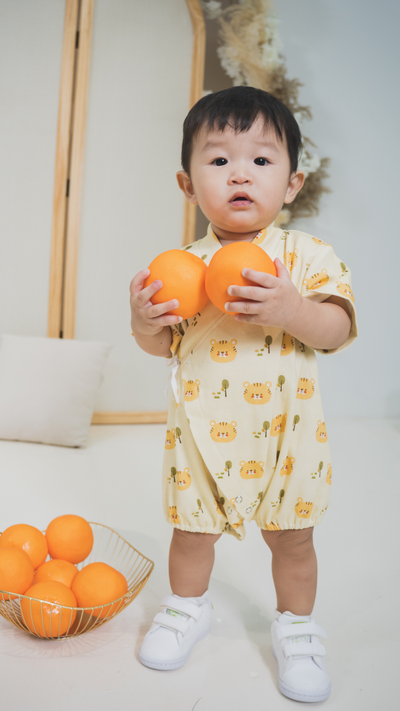 Organic Cotton Baby Kimono Playsuit Tiger