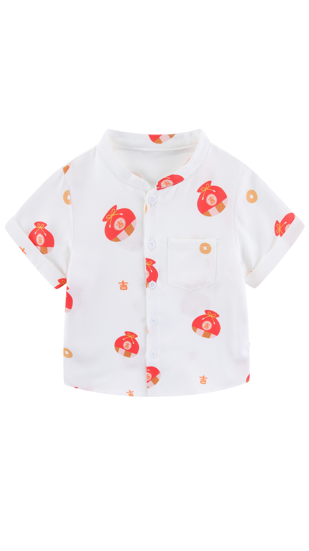 Boys Mandarin Collar Shirt Fortune Bag