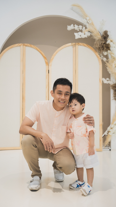 Boys Mandarin Collar Shirt Blessing Cranes