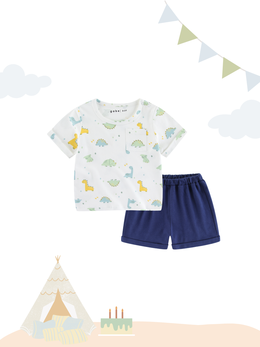 Organic Cotton Playwear Outfit Set Dino