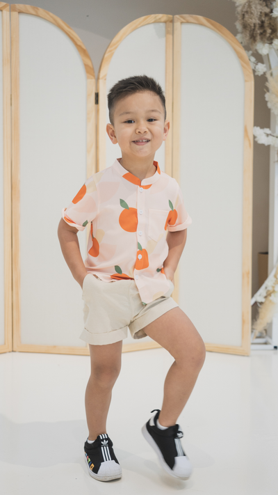 Boys Mandarin Collar Shirt Signature Orange