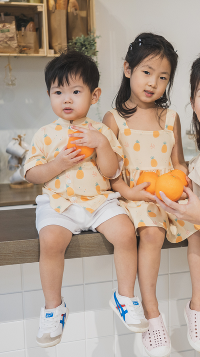 Boys Mandarin Collar Shirt Pineapple Huat