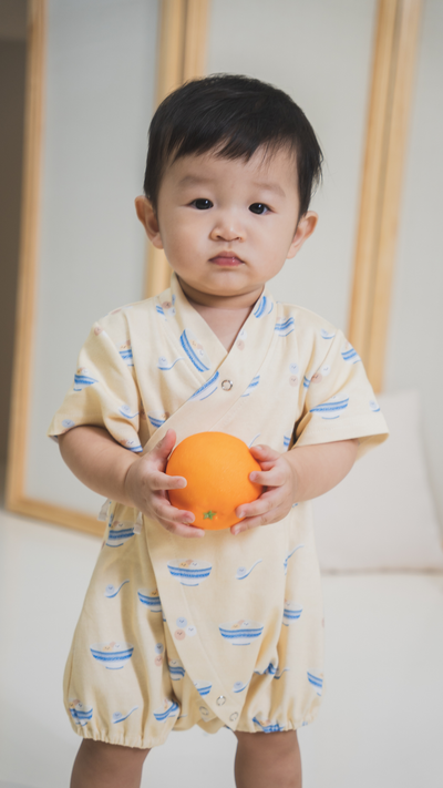 Organic Cotton Baby Kimono Playsuit Glutinous Rice Ball