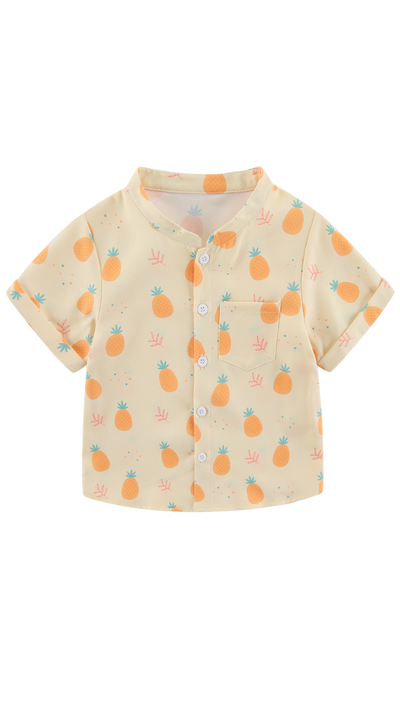 Boys Mandarin Collar Shirt Pineapple Huat
