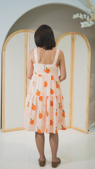 Ladies Tiered Midi Dress Signature Orange