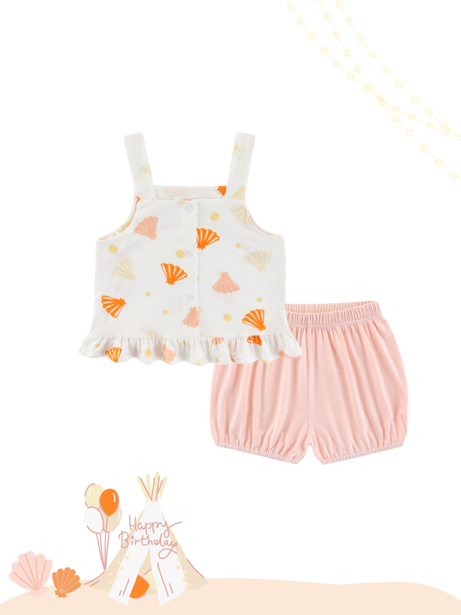 Organic Modal Peplum 2pc Blouse Set Seashell
