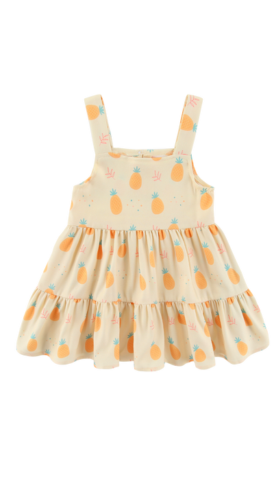Girl Babydoll Tiered Dress Pineapple Huat