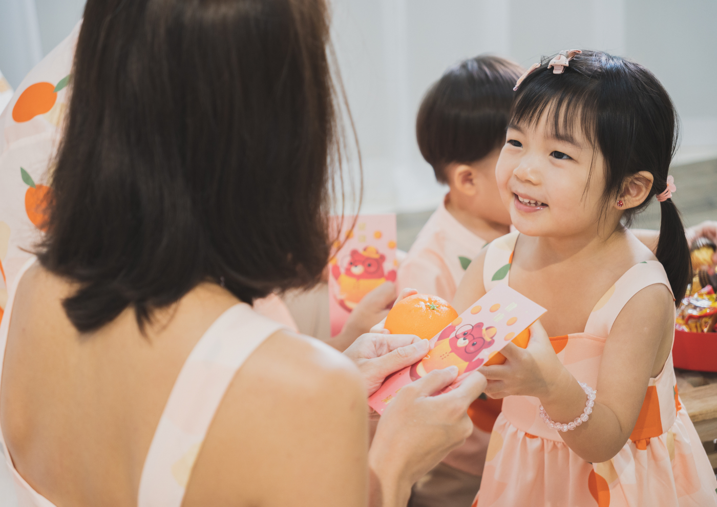 Girl Babydoll Tiered Dress Signature Orange