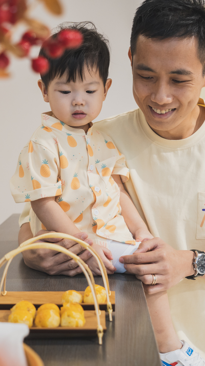 Boys Mandarin Collar Shirt Pineapple Huat