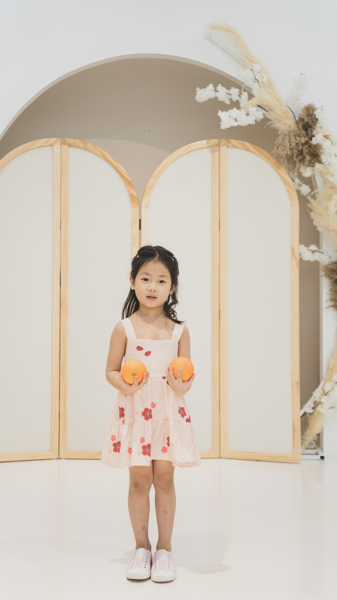 Girl Babydoll Tiered Dress Oriental Floral