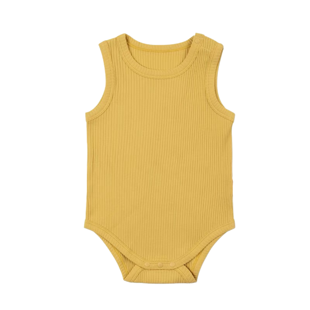 Ribbed Cotton Sleeveless Bodysuit Honey