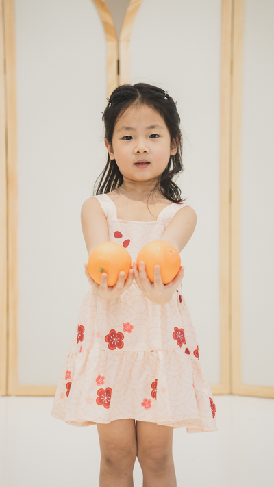 Girl Babydoll Tiered Dress Oriental Floral