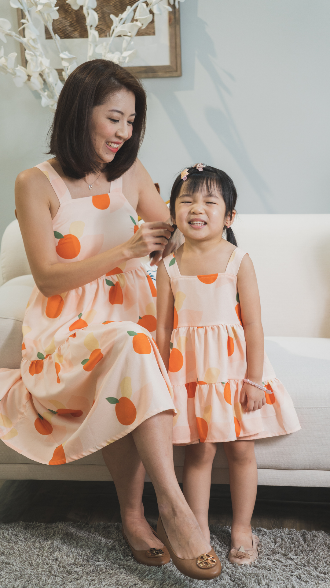 Girl Babydoll Tiered Dress Signature Orange