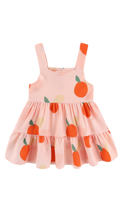 Girl Babydoll Tiered Dress Signature Orange