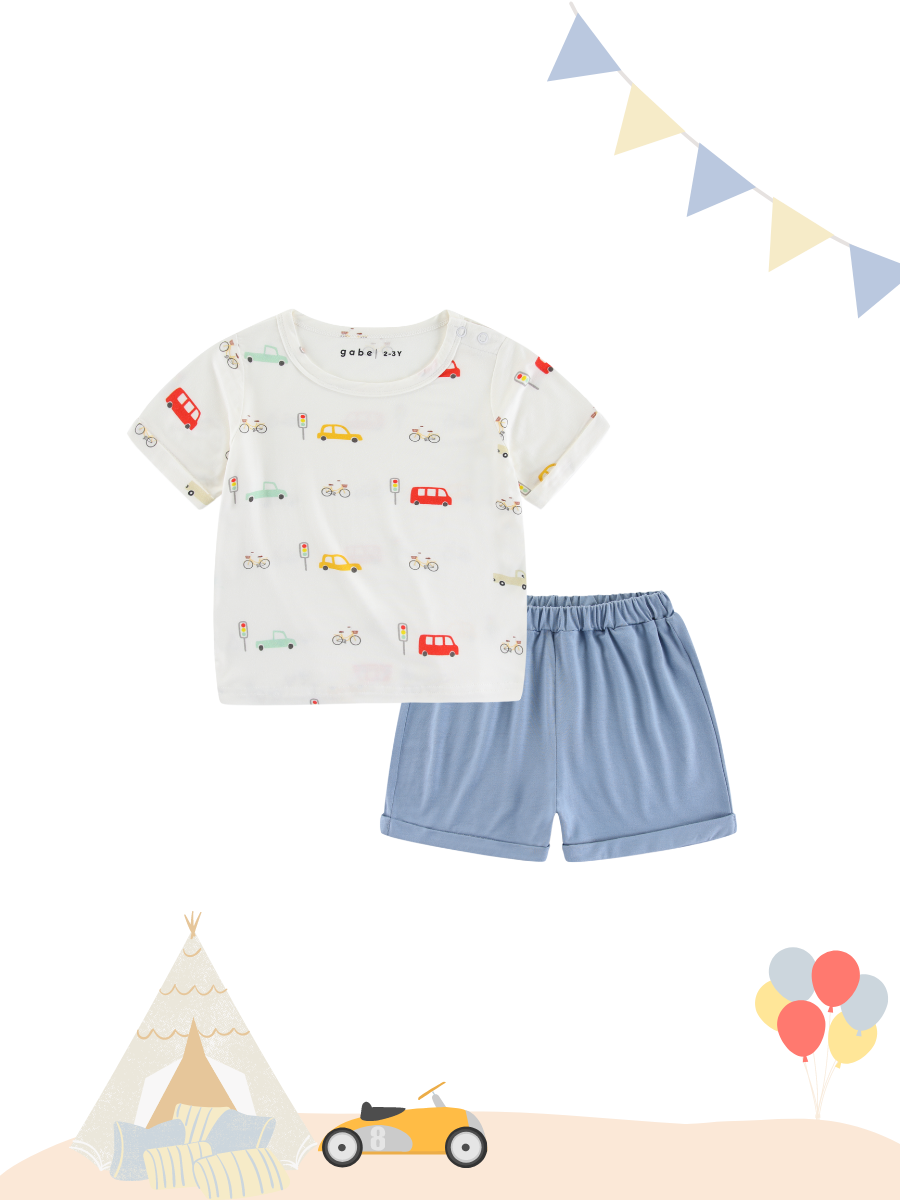 Organic Modal Playwear Outfit Set Cars