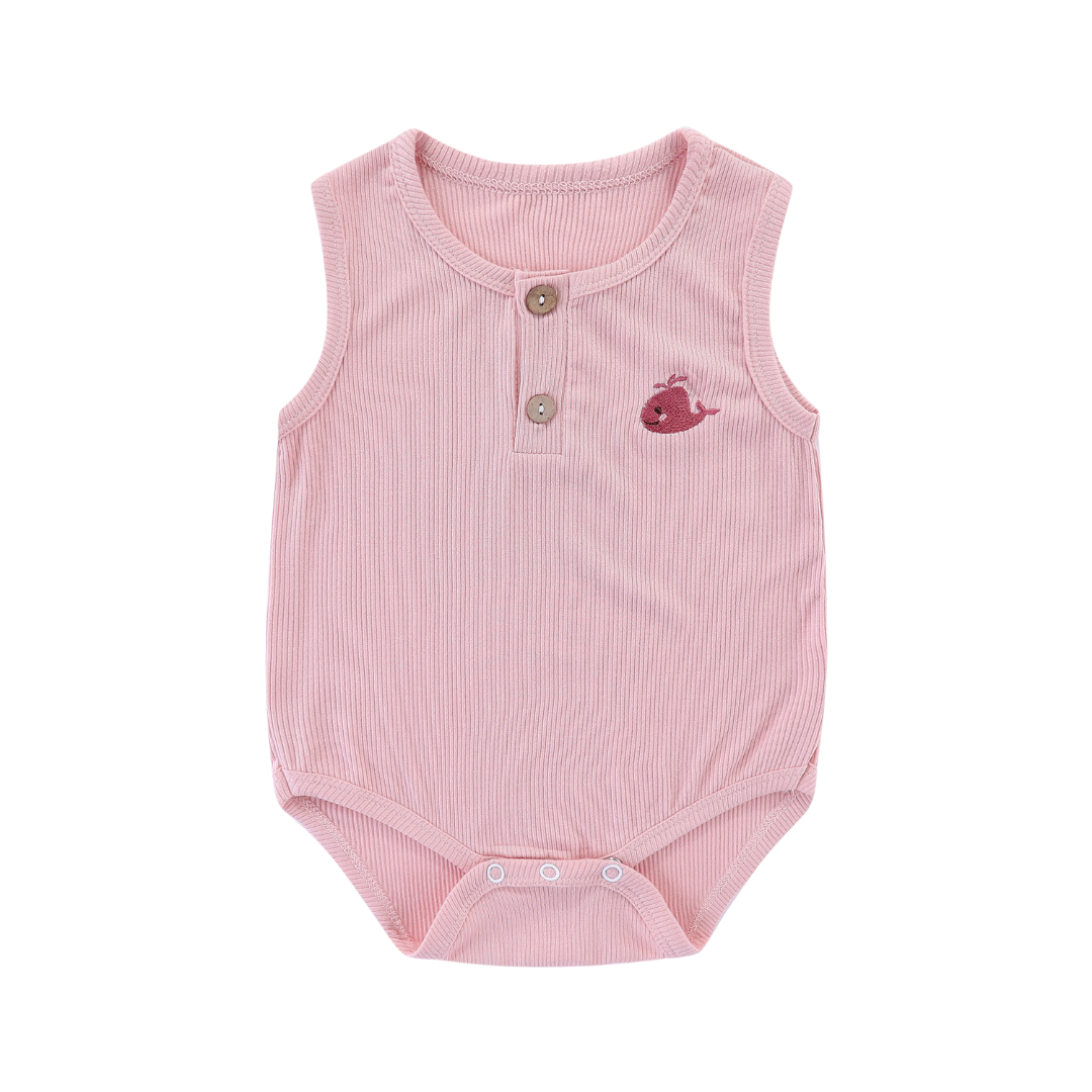 Ribbed Cotton Sleeveless Bodysuit Whale