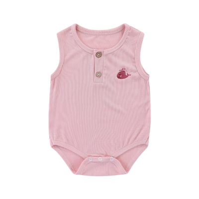 Ribbed Cotton Sleeveless Bodysuit Whale