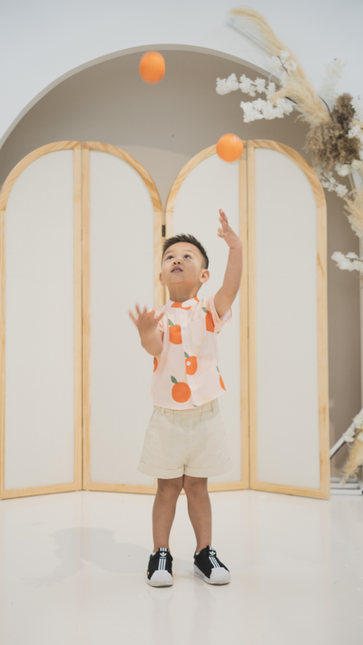 Boys Mandarin Collar Shirt Signature Orange