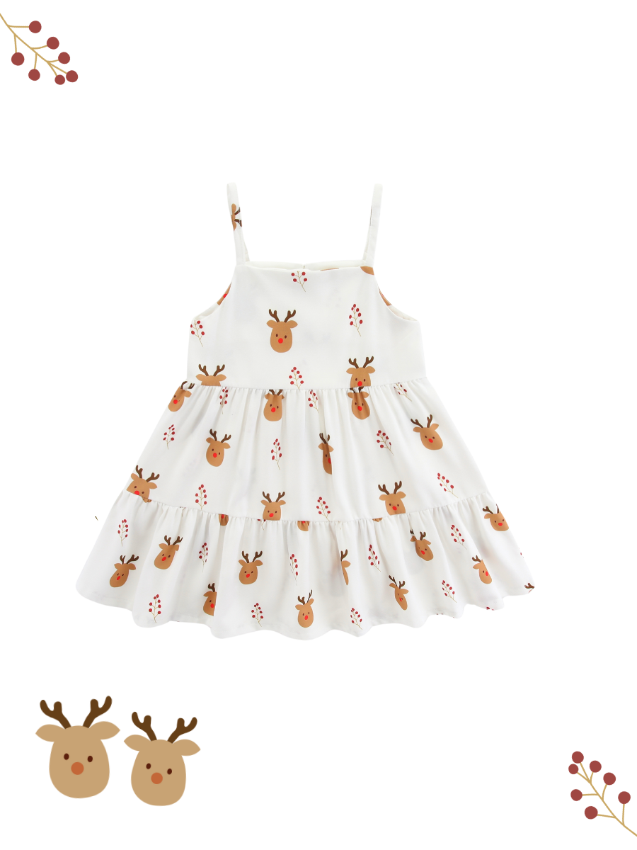 Christmas Reindeer Tiered Dress