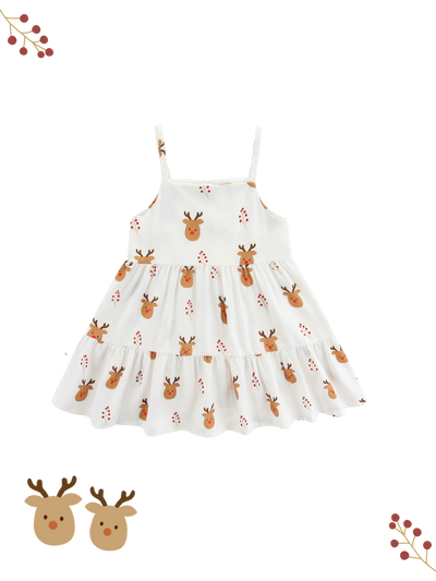 Christmas Reindeer Tiered Dress