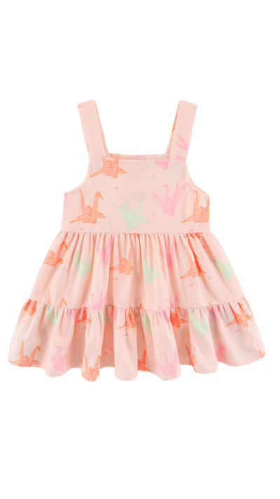 Girl Babydoll Tiered Dress Blessing Cranes