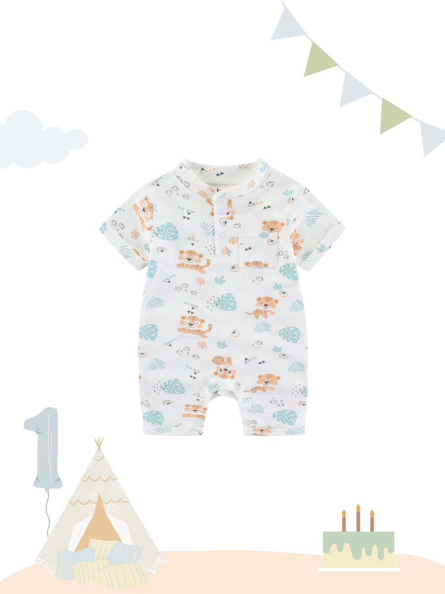 Organic Cotton Playwear Romper Tiger