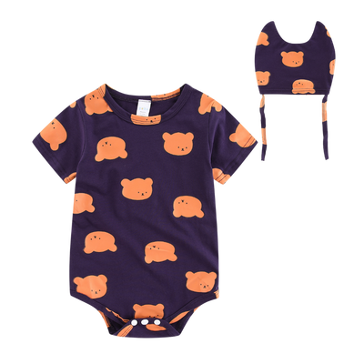 Cookie Bear Bodysuit with Beanie Violet