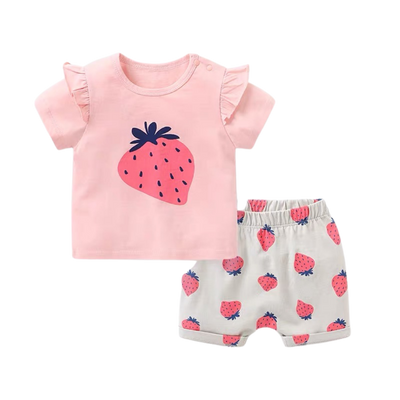Fruit Tee Shorts Set Strawberry