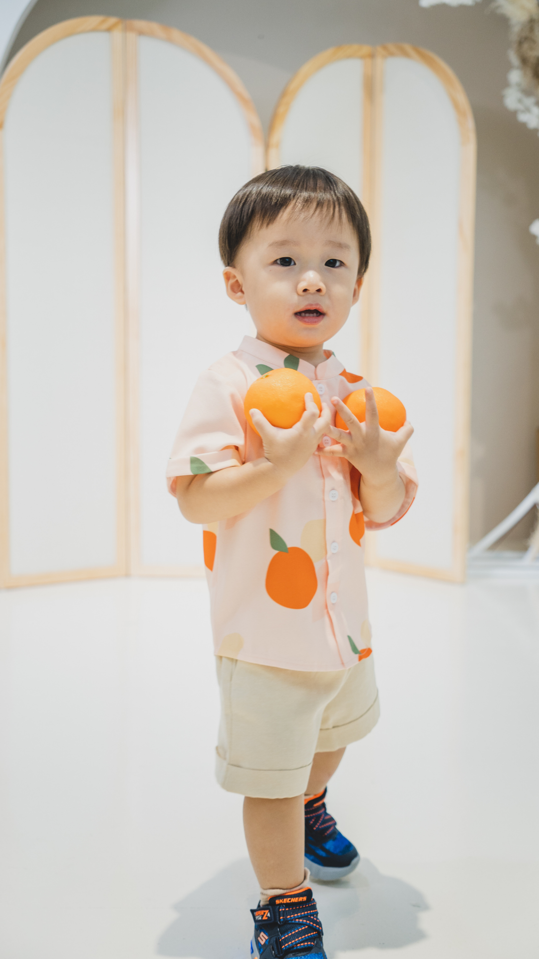 Boys Mandarin Collar Shirt Signature Orange